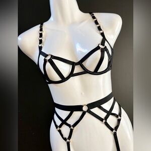 Victoria's Secret Black Strappy Bra Set